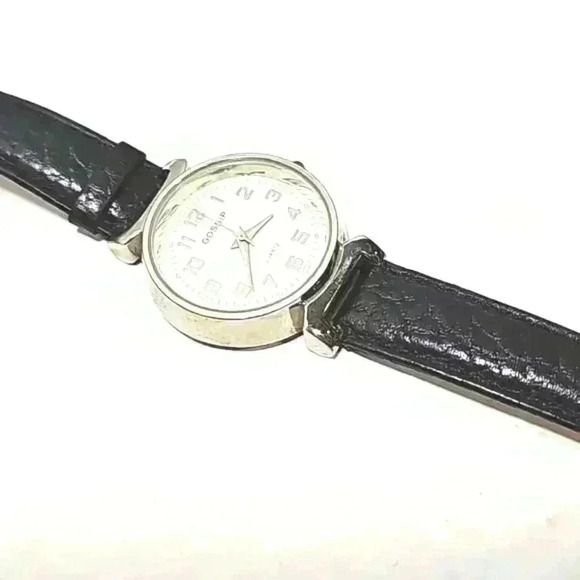 Gossip women's wrist watch leather black stainless steel silver buckle vintage - Picture 7 of 14